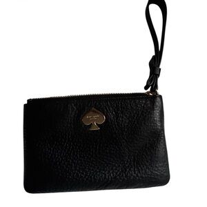 kate spade black and white striped wristlet pouch